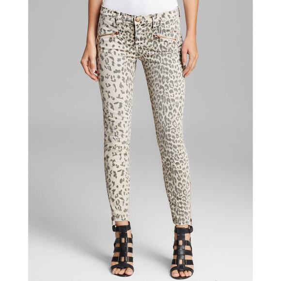 Current/Elliott The Soho Zip Stiletto Skinny Leopard Jeans Size 23 NWT $248 - Picture 1 of 11